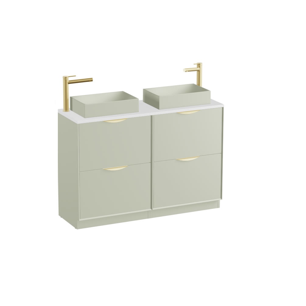 Vado Safari Smooth 1200mm Sage Green Floorstanding Vanity Unit & Gloss White Worktop